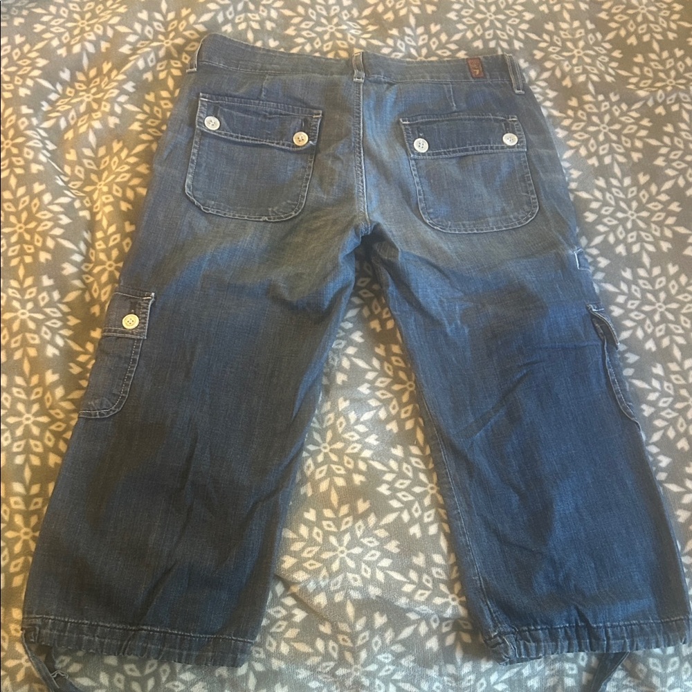 7 For All Mankind Blue Cropped Jeans - Picture 3 of 6